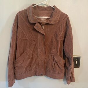 American Eagle brown corduroy oversize teddy jacket medium